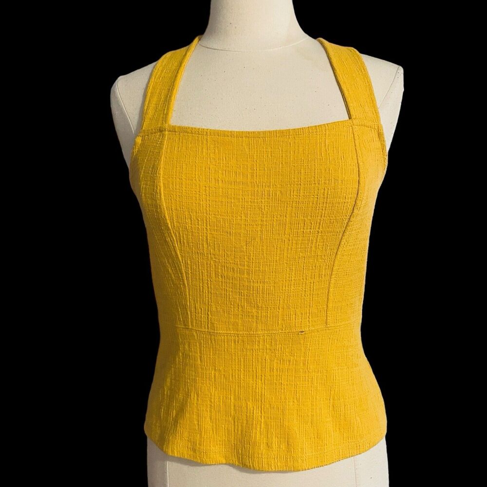 Anthropologie Current Air Crossback‎ Tank Size XS Mustard Top Festival Coastal